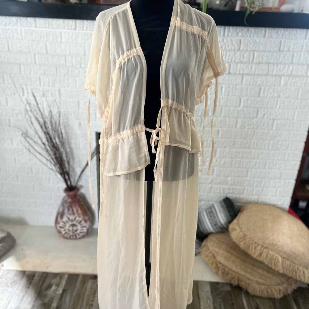 Chic Beige Sheer Kimono Cardigan